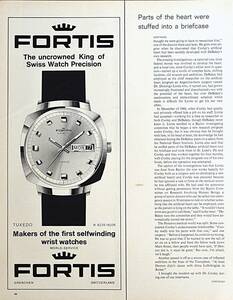 稀少・時計広告！1970年フォルティス 時計広告/Fortis Swiss Watch/W