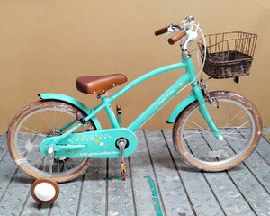 新品未使用 子供用自転車 18インチ 組立済み キッズ用 自転車 カゴ付き 補助輪付き グリーン 緑