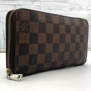 極美品●LOUISVUITTON ルイヴィトン ダミエ エベヌ 長財布 ジッピーウォレット ラウンドファスナー ジップ メンズ レディース N60015 金具