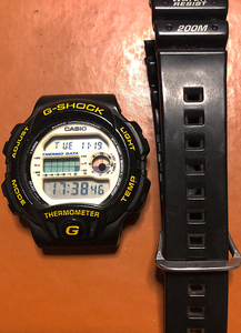 G-SHOCK　DW-6100　CASIO　デジタル時計　可動　パナソニック新品電池　イルカ・クジラ　ベゼル交換　白文字盤　ビンテージ