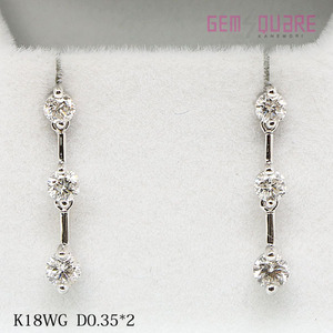 【値下げ交渉可】K18WG ダイヤモンド ピアス D0.35×2 1.7g 仕上げ済【質屋出店】