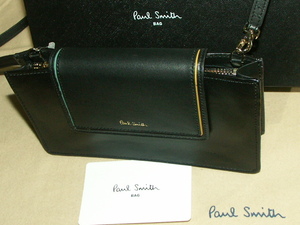 BPW086　新品本物即決　ポールスミス　Paul Smith　羊革/牛革　スワール　財布　2WAY　ショルダー　箱付き　ブラック　黒