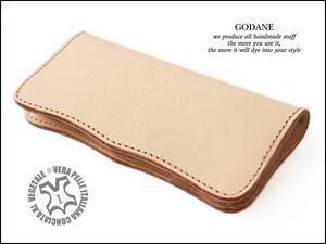 タイムSALE★ゴダン GODANE特注 オリジナル イタリア製ヌメ革 オールレザー 長財布 長札 1002Nat 