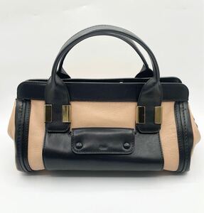 1円スタート　 Chloe クロエ アリス レザー ショルダーバッグ　 ブラック×ベージュ　1015a