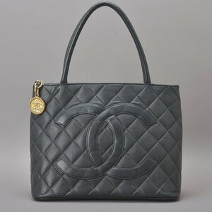 1円 外観美品 CHANEL シャネル 復刻トート キャビアスキン ブラック ゴールド金具 6番台 ココマーク マトラッセ ハンドバッグ 鞄 Mh.e