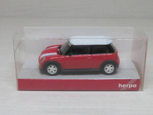 MINI COOPER S　ミニ クーパー S　（赤・白ルーフ）　ヘルパ　herpa　1/87