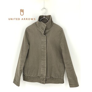 B0150/美品 UNITED ARROWS ユナイテッドアローズ コットン 中綿 ライナー付き ミリタリー ワーク ブルゾン ジャケット M カーキ レディース