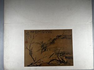 李汝南 絹本梅蘭図1枚、光緒元年（1875年）画、肉筆真作 、文物商店表装、1980年頃中国輸出品、和本唐本絵画美術清朝文人画