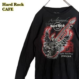 【AY1793】　Hard Rock CAFE ハードロックカフェ　長袖Tシャツ　ロンT 黒　プリント　Sサイズ