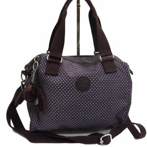 ☆KIPLING キプリング ショルダーバッグ 2WAY 斜め掛け レディース 総柄 AMIEL ハンドバッグ ショルダー取り外し可 1円スタート