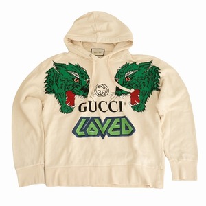 19SS GUCCI グッチ タイガープリント プルオーバー パーカー トップス 白 ホワイト サイズL 475374 XJAK0 メンズ/TNT