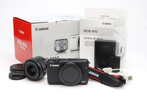 A (美品) Canon キヤノン EOS M10 EF-M 15-45mm F3.5-6.3 IS STM Kit ブラック 初期不良返品対応 領収書発行可