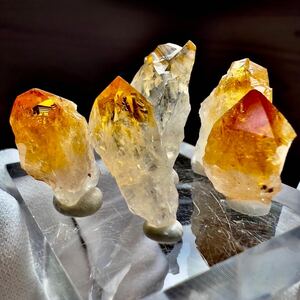 5点セット シトリン レコードキーパー レインボー 虹 ブラジル ポイント 黄水晶 水晶 天然石 鉱物 原石 標本 鉱石 石
