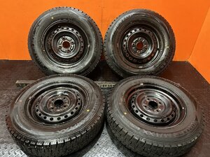 【DUNLOP WM02 155/80R13】スタッドレス【スチールホイール 13インチ 4.5J4HPCD100】ハブ径54mm バリ溝 ヴィッツ パッソ等　(VTN199)