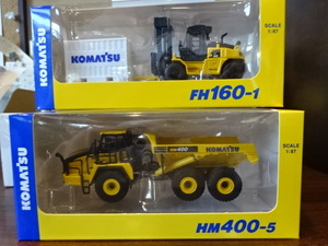 非売品 KOMATSU コマツ 小松製作所 オリジナルミニチュア ２箱 HM400-5 ダンプトラック＋FH160-1 フォークリフト【株主優待】