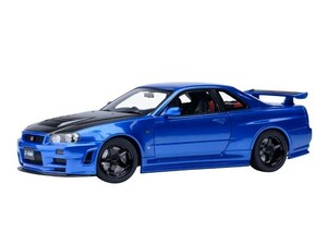 【オートアート】 1/18 ニスモ R34 GT-R Z-tune （ベイサイドブルー／カーボンブラック・ボンネット） [77460]★未開封新品！