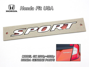 フィットGK【HONDA】ホンダFIT純正USエンブレム-リアSPORT文字/USDM北米仕様USAスポーツRSバックドア取付け海外GP5.6.HYBRID.GK3.4.GK5.6