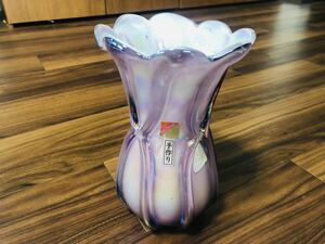 送料込み　ヴィンテージ　花瓶　手作りガラス　ART GLASS 未使用品