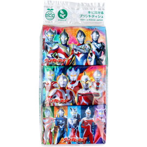 【まとめ買う】水に流せるプリントティシュ ウルトラヒーローズ 16枚(8組)×6個入×12個セット