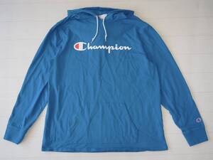 ☆送料無料☆ Champion チャンピオン USA直輸入 古着 プルオーバー ロゴ 薄手 パーカー メンズ XL ブルー トップス 中古 即決