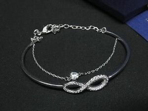 ■極美品■ SWAROVSKI スワロフスキー ラインストーン バングル ブレスレット アクセサリー レディース シルバー系 DF8379