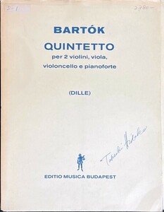 バルトーク 五重奏 (2ヴァイオリン2,ヴィオラ,チェロ,ピアノ)輸入楽譜 Bla Bartk QUINTETTO 洋書