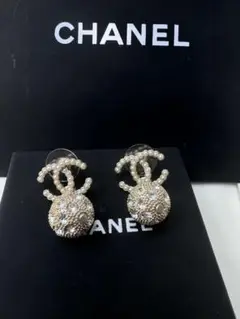 CHANEL ピアス ゴールド ココマーク ボール ラインストーン パール