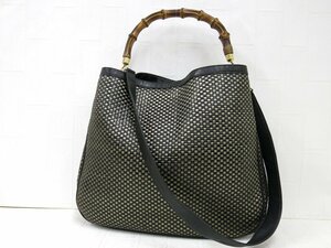 ◆美品◆GUCCI グッチ◆カーフ レザー 本革 ナイロン◆2way ハンド ショルダー バッグ◆ブラック G金具◆イタリア製◆ヴィンテージ◆A5483