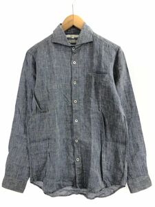 COMME CA MEN コムサメン リネン100% シャツ sizeS/ブルー系 ■◇ ☆ ebb3