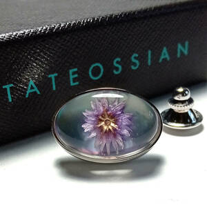 【tap16】TATEOSSIAN　タテオシアン　ピンズ　ピンブローチ　シルバー×パープル　お花　透明樹脂　Cornflower/ヤグルマギク　英国製