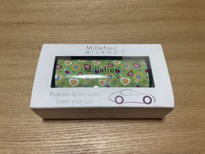 【送料込み即決】Millefiori ミッレフィオーリ カーエアフレッシュナー カーフレグランス 芳香剤 グリーンティー 黄緑 ハート柄 イタリア