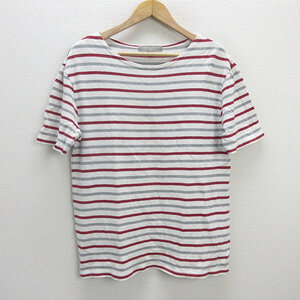 z■ユナイテッドアローズ/UNITED ARROWS A DAY THE LIFE 半袖ボーダーTシャツ【L】赤灰/men