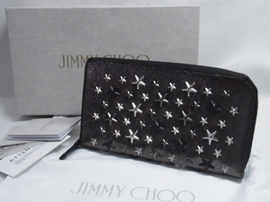 ジミーチュウ JIMMYCHOO ラウンドファスナー長財布 カーナビー GTA/173 ガンメタル ブラック金具 良品 箱有