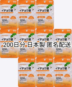 匿名配送 イチョウ葉×10袋200日分200錠(200粒)日本製無添加サプリメント健康食品 DHC脳内αでは有ません 防水梱包追跡番号付 GinkgoBiloba