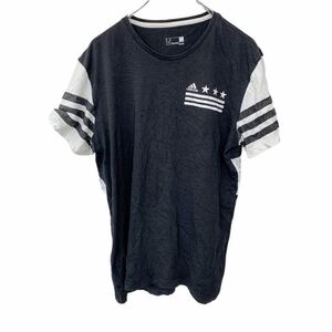 adidas 半袖プリントTシャツ Mサイズ アディダス スポーツブランド ブラック ホワイト古着卸 アメリカ仕入 t2206-4289