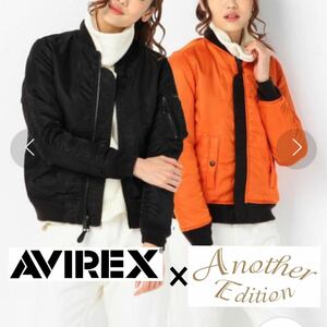 美品■AVIREX アナザーエディション■light MA-1 ジャケット M 黒 ブラック オレンジ リバーシブル コラボ Another Edition 定価24200円