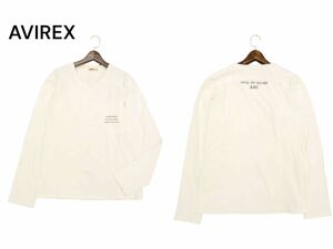 AVIREX アヴィレックス 通年 プリント★ マテリアル ミックス 長袖 カットソー ロンTシャツ Sz.XL　メンズ 白 大きいサイズ　C4T06773_7#F