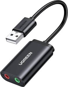 ブラック UGREEN USB オーディオ 変換アダプタ 外付け サウンドカード USB 3.5mm ミニ ジャック ヘッドホン・