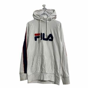 FILA ロゴ スウェット パーカー レディース S ホワイト ネイビー レッド フィラ プルオーバー 古着卸 アメリカ仕入 a606-6977