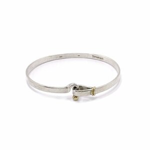 1円スタート TIFFANY&Co. ティファニー フック＆アイ バングル SV925 750 コンビ スターリングシルバー 18K K18 ブレスレット アクセサリー