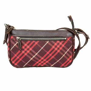 【1円～】バーバリー BURBERRY BLUE LABEL バッグ ショルダーバッグ ノバチェック チェック柄 キャンバス ブラウン ピンク 中古