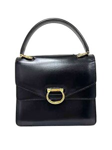 【中古】CELINE セリーヌ バッグ レディース ガンチーニ ブラック ダブルフラップ ハンドバッグ＿s-0004-r04