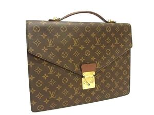 1円 ■美品■ LOUIS VUITTON ルイヴィトン M53338 モノグラム ポルトドキュマン バンドリエール ビジネスバッグ ブラウン系 FG3277