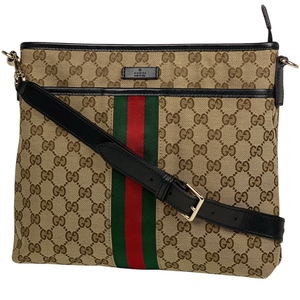 グッチ GUCCI GG柄 ショルダーバッグ シェリーライン ウェブ ショルダーバッグ GGキャンバス ブラウン グリーン レッド 388926 【中古】