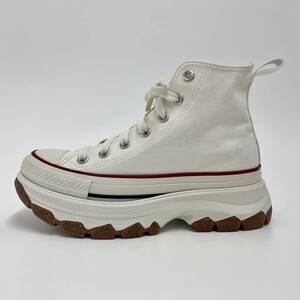 【新春SALE】1円〜 CONVERSE コンバース US4.5 23.5cm TREKWAVE トレックウェーブ スニーカー ハイカット 厚底 ホワイト レディース