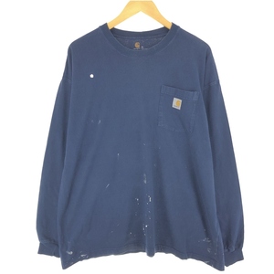 古着 カーハート Carhartt ORIGINAL FIT 無地ポケットロングTシャツ ロンT メンズXL相当 /eaa432286