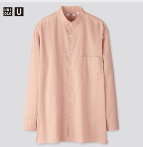 UNIQLO U（ユニクロ ルメール コラボ） コットンリネンスタンドカラーシャツ（長袖） Pink L 新品未使用タグ付き レア