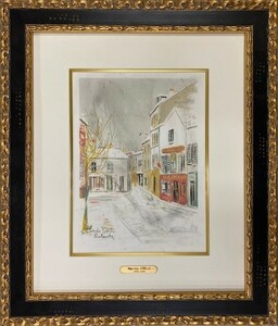 【特価】　≪　　モーリス・ユトリロ　　≫　　オリジナルリトグラフ【石版画】 　MONTMARTRE SOUS LA NEIGE　 1947年　　MAURICE UTRILLO