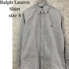 Ralph Laulen チェック柄　長袖シャツ ブルー サイズS 刺繍ロゴ