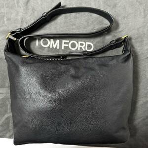 TOM FORD トム フォード ビッグジップ レザー ショルダーバッグ ブラック×ゴールド 20514